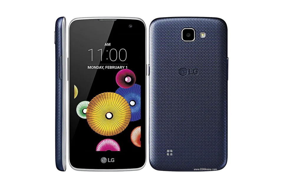 LG K4, shown from the back in its colours and from the front