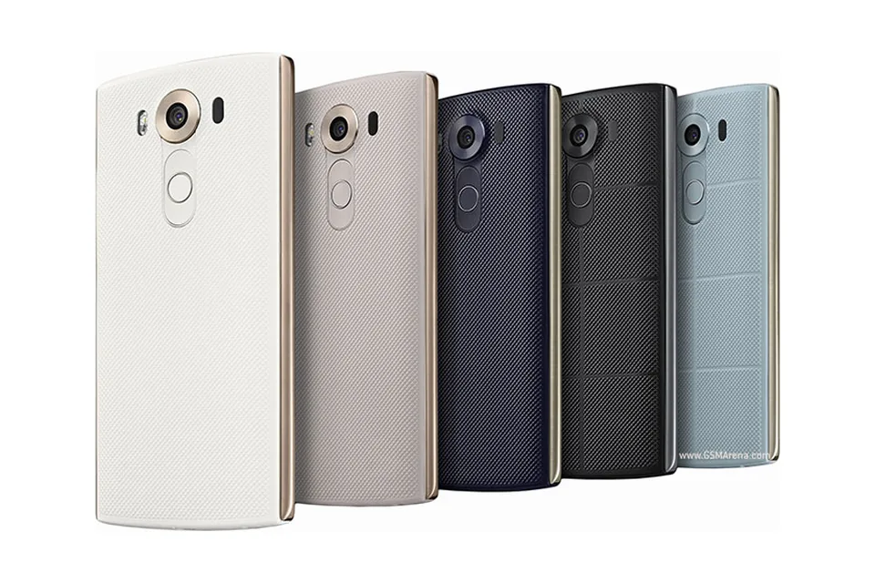 LG V10, shown from the back in its colours and from the front