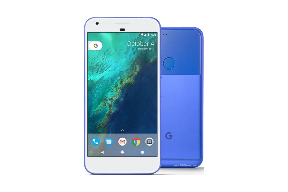 Pixel, shown from the back in its colours and from the front