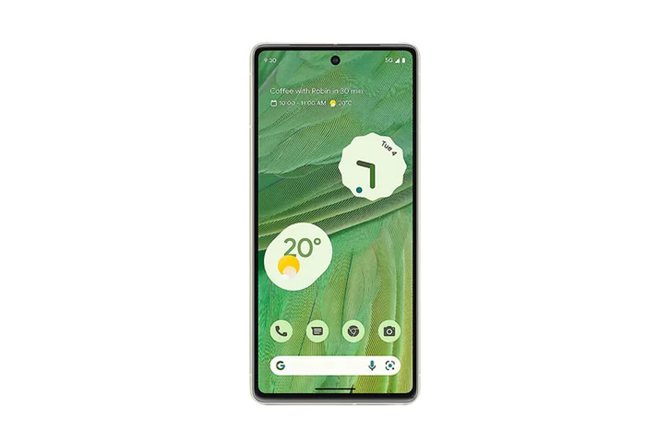 Pixel 7, shown from the back in its colours and from the front