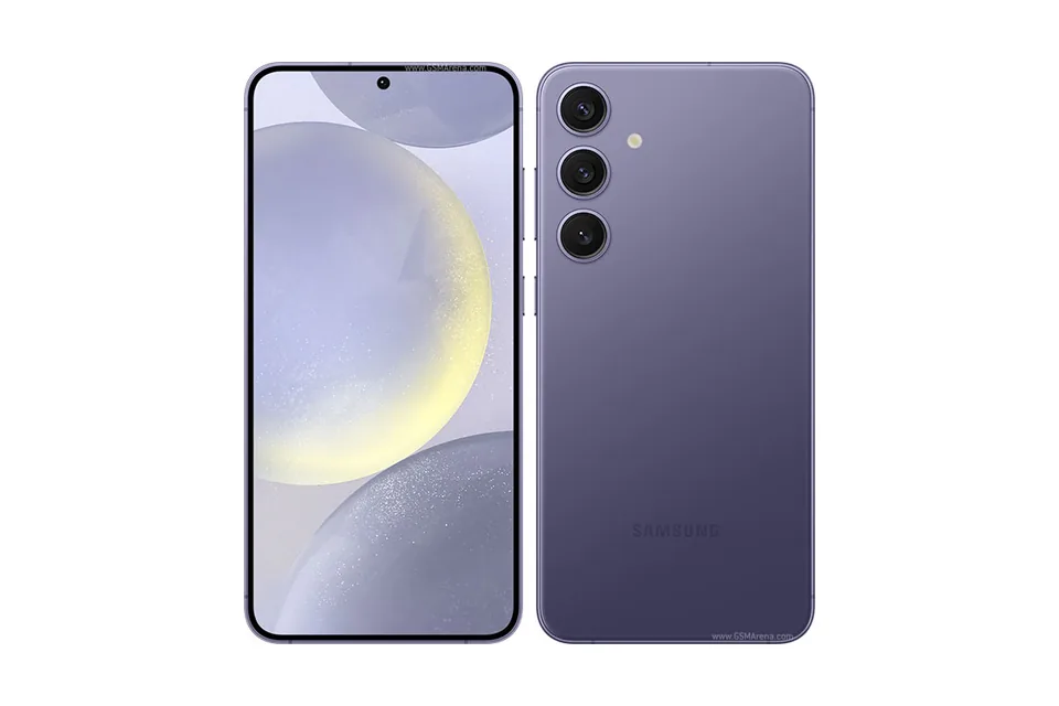 Galaxy S24+, shown from the back in its colours and from the front