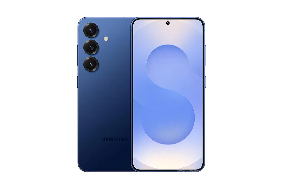 Galaxy S25, shown from the back in its colours and from the front
