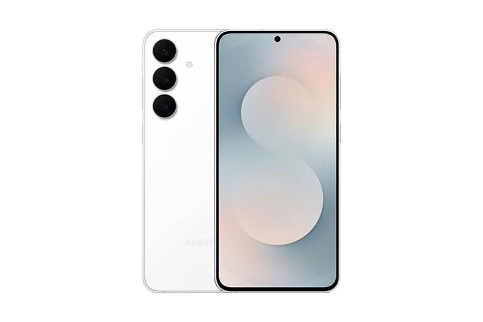 Galaxy S25 FE, shown from the back in its colours and from the front