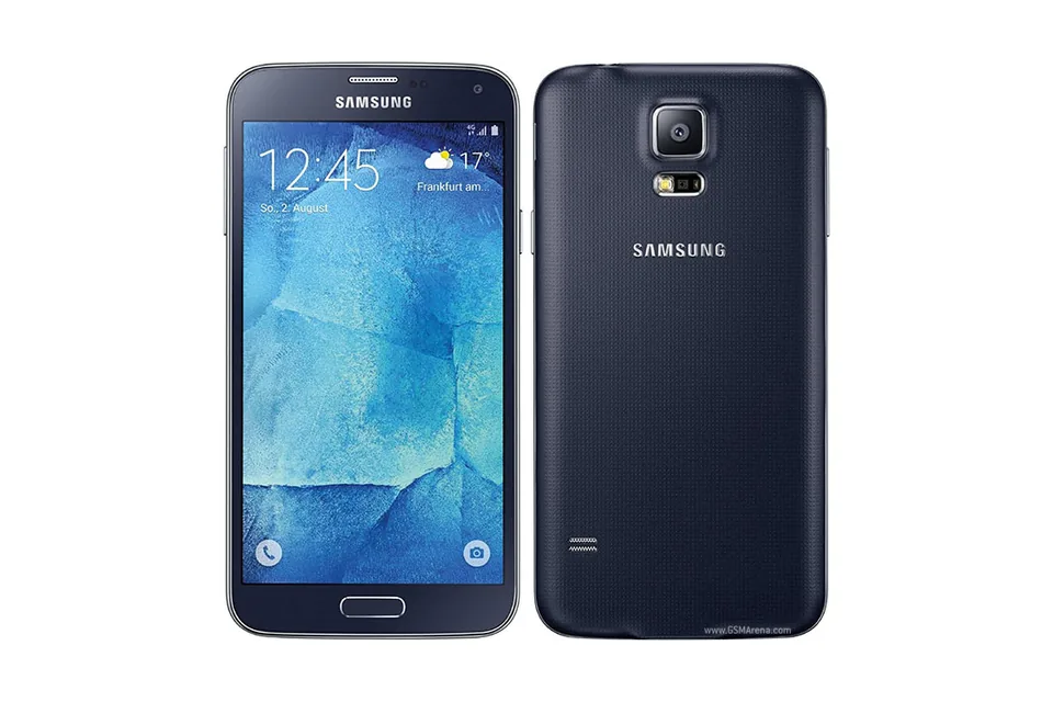 Galaxy S5 Neo, shown from the back in its colours and from the front