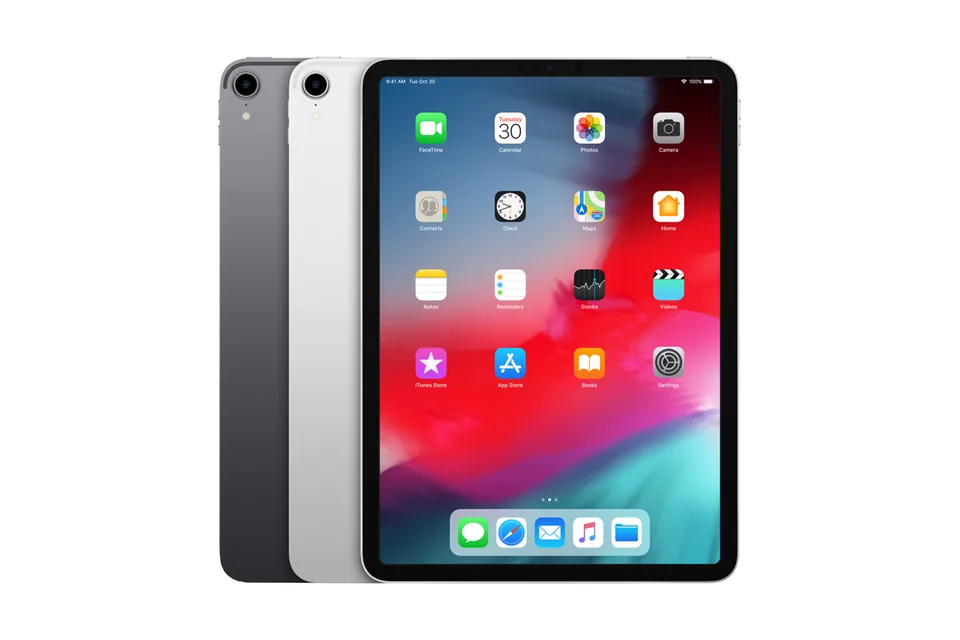 iPad Pro 11-inch, shown from the back in its colours and from the front