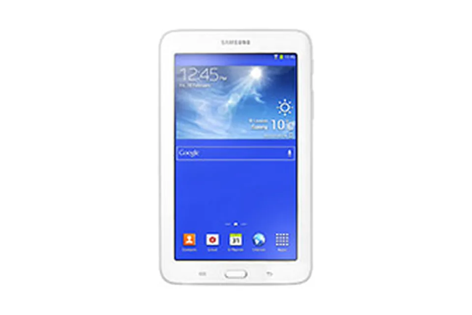 Galaxy Tab 3 Lite 7.0 (SM-T110), shown from the back in its colours and from the front