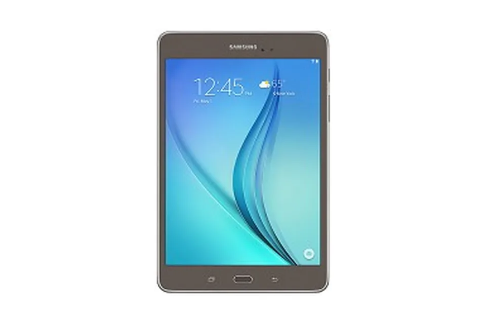 Galaxy Tab A 8.0 (SM-T350), shown from the back in its colours and from the front